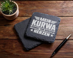 Schiefer Untersetzer Mein Kurwa Kommt Von Herzen - Lustiges Geschenk F – Bild 5