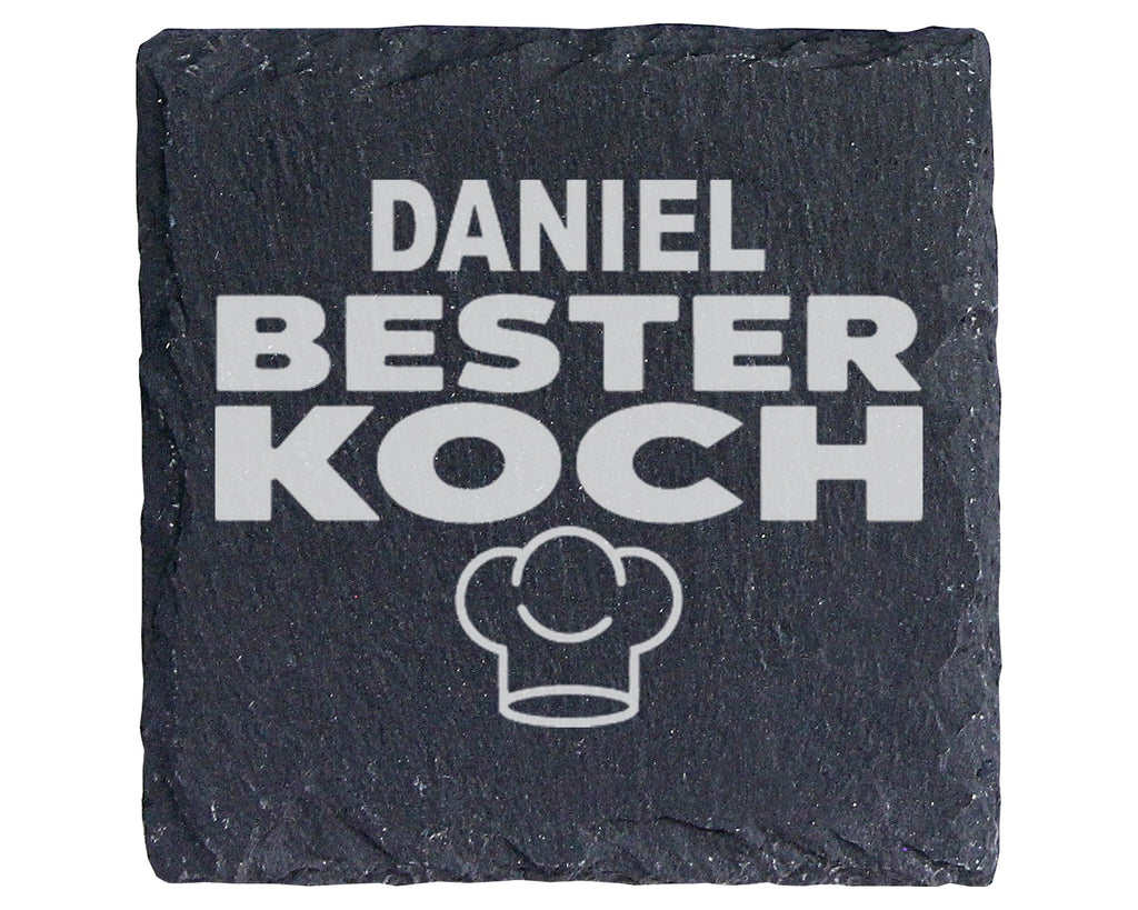 Schiefer Untersetzer Bester Koch Personalisiert Mit Wunschname - Gesch – Bild 1