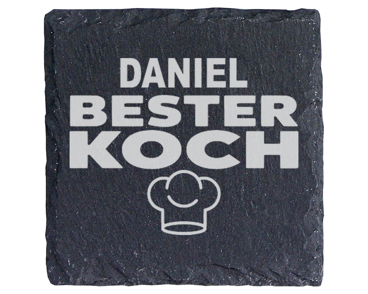 Schiefer Untersetzer Bester Koch Personalisiert Mit Wunschname - Gesch – Bild 1