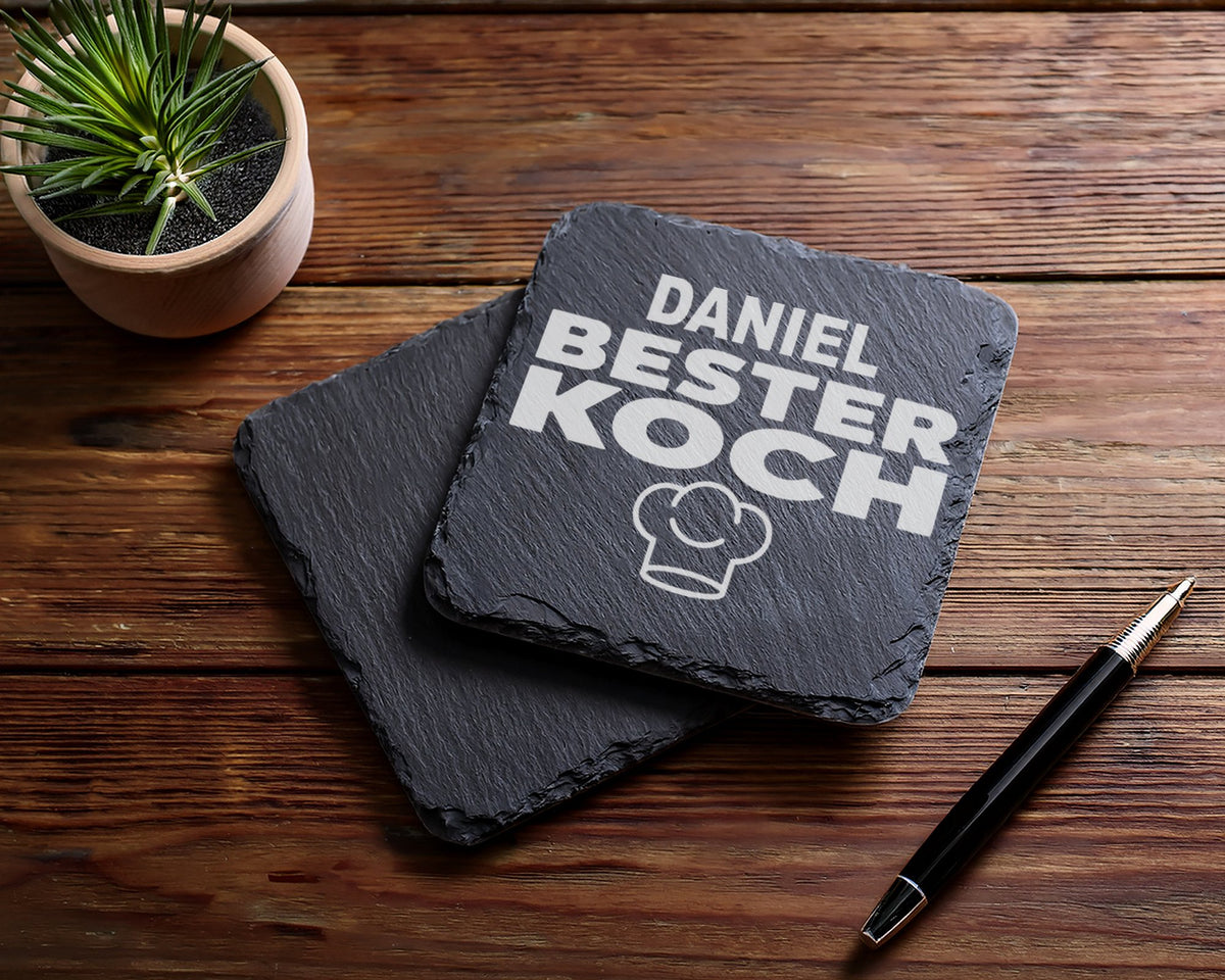 Schiefer Untersetzer Bester Koch Personalisiert Mit Wunschname - Gesch – Bild 5