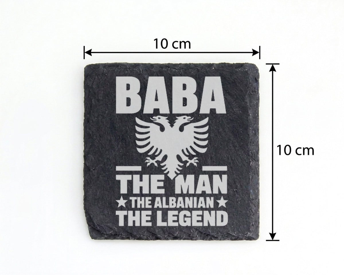 Schiefer Untersetzer Albanien Adler Baba The Man Legend - Geschenk für – Bild 4