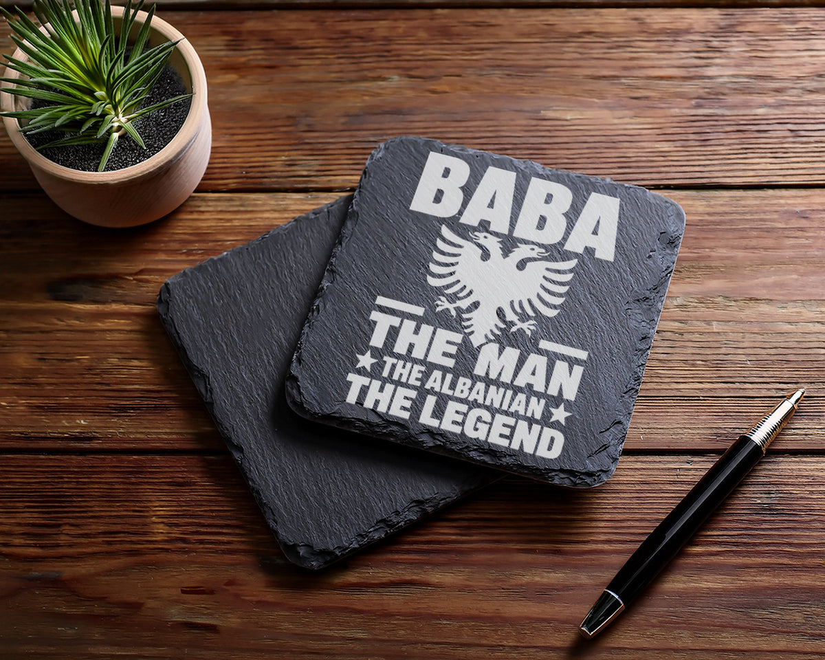 Schiefer Untersetzer Albanien Adler Baba The Man Legend - Geschenk für – Bild 5