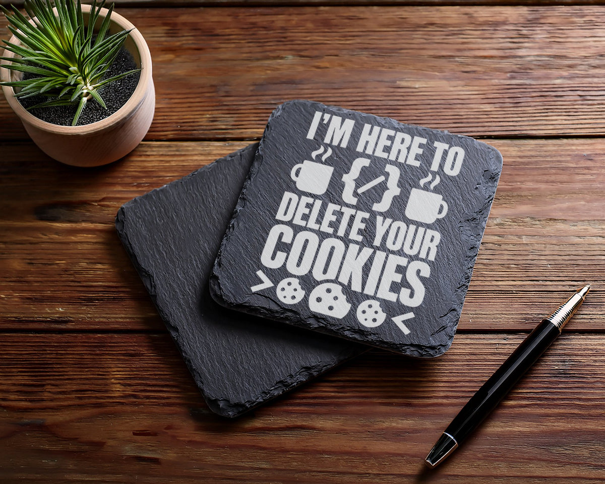 Schiefer Untersetzer Delete Your Cookies Spruch - Lustiges Geschenk fü – Bild 5