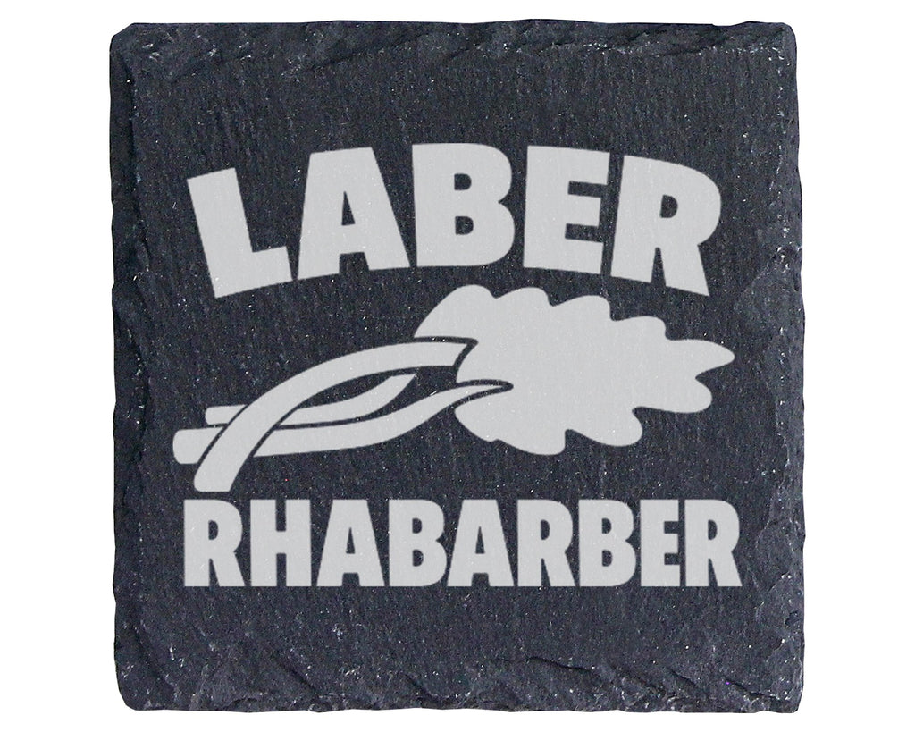 Schiefer Untersetzer Laber Rhabarber Spruch - Lustiges Geschenk für Ko – Bild 1