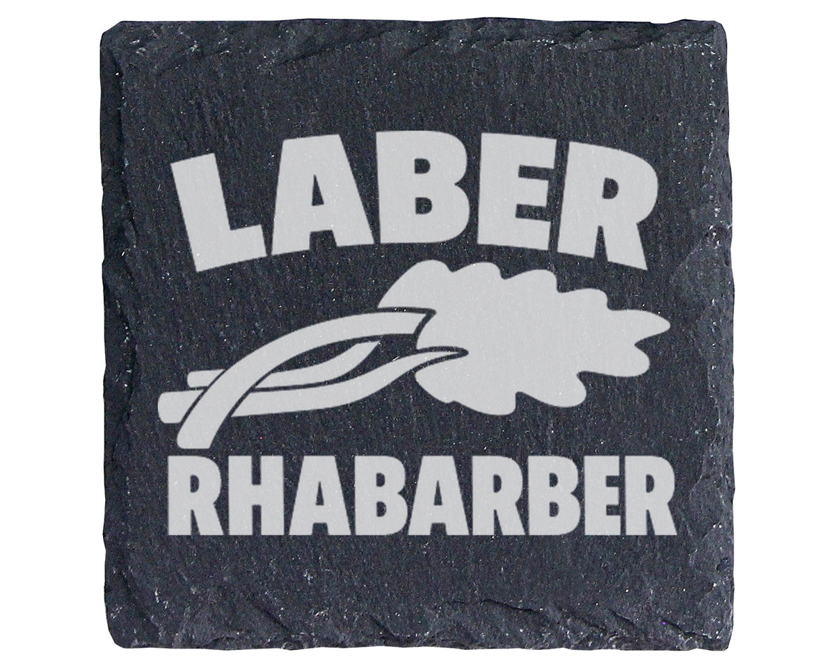 Schiefer Untersetzer Laber Rhabarber Spruch - Lustiges Geschenk für Ko – Bild 1