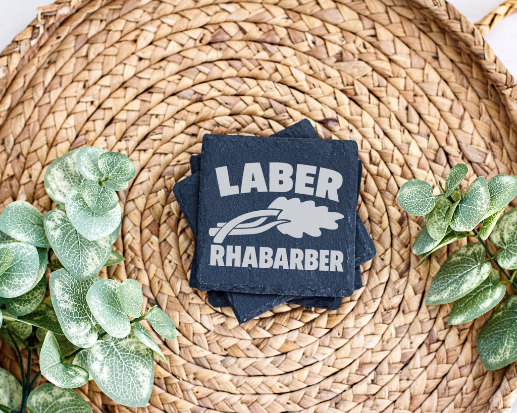 Schiefer Untersetzer Laber Rhabarber Spruch - Lustiges Geschenk für Ko – Bild 3