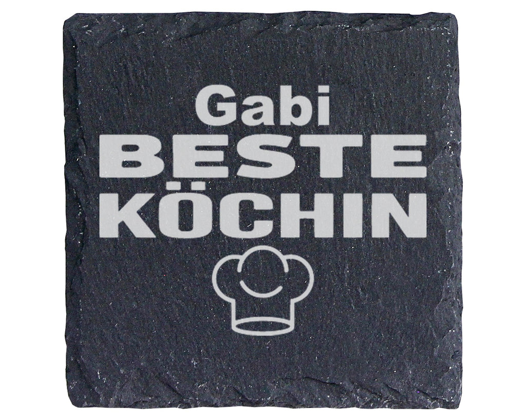 Schiefer Untersetzer Beste Köchin Personalisiert Mit Kochmütze - Gesch – Bild 1