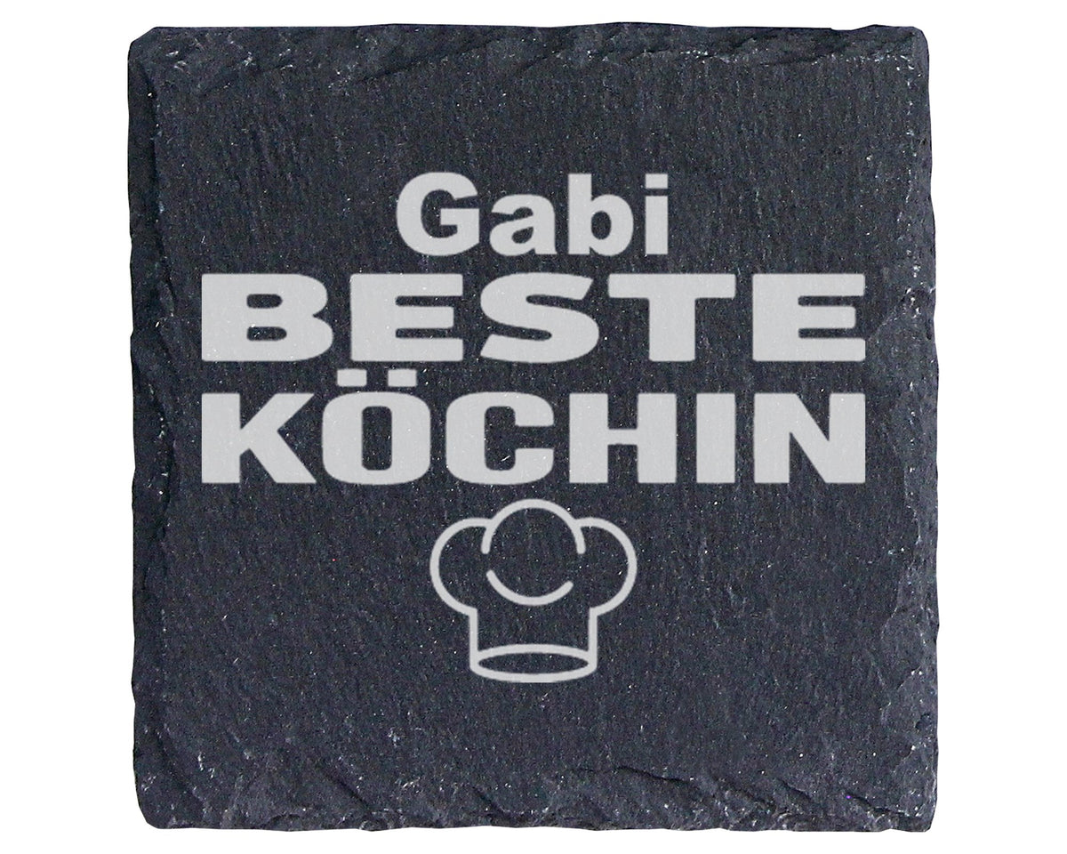 Schiefer Untersetzer Beste Köchin Personalisiert Mit Kochmütze - Gesch – Bild 1