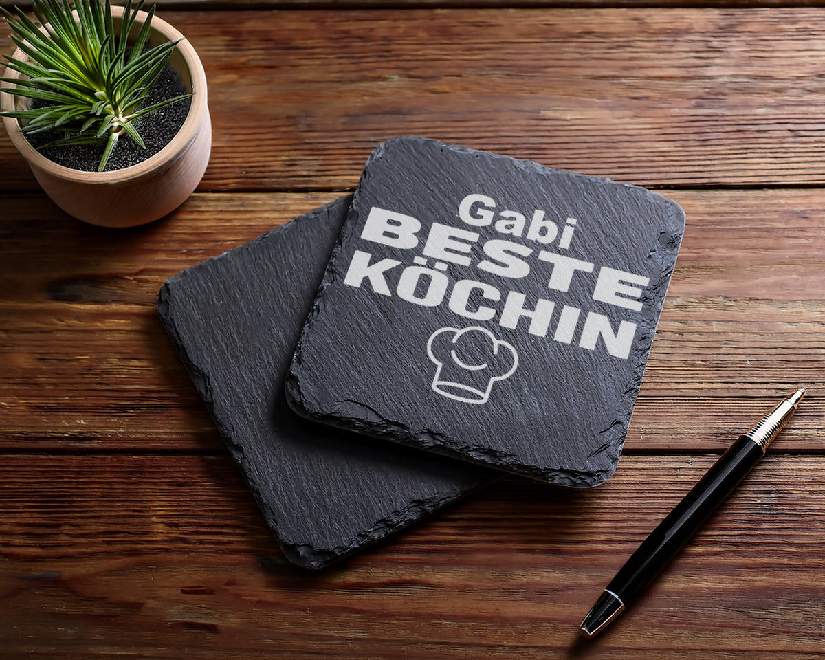 Schiefer Untersetzer Beste Köchin Personalisiert Mit Kochmütze - Gesch – Bild 5