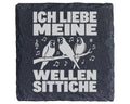 Schiefer Untersetzer Ich Liebe Meine Wellensittiche - Geschenk für Vog – Bild 1