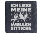 Schiefer Untersetzer Ich Liebe Meine Wellensittiche - Geschenk für Vog – Bild 1