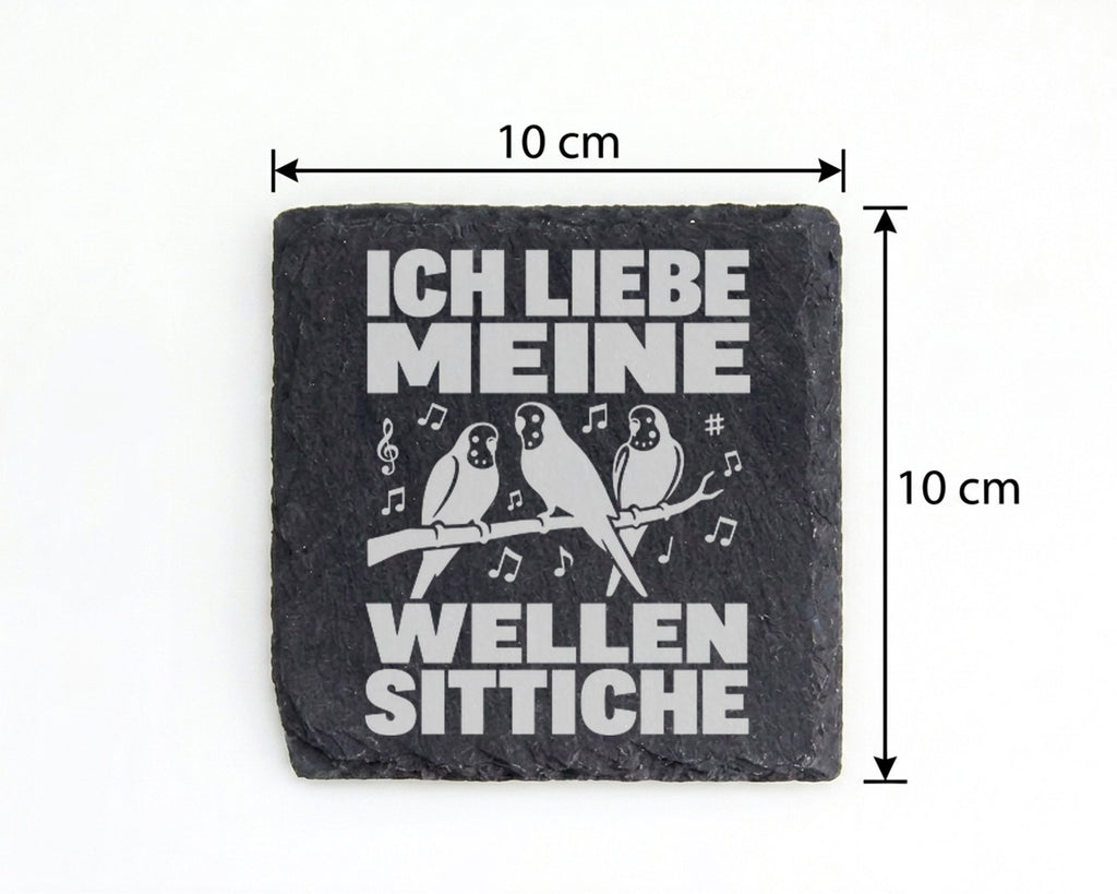 Schiefer Untersetzer Ich Liebe Meine Wellensittiche - Geschenk für Vog – Bild 4