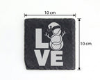 Schiefer Untersetzer Tennisball Schneemann Love - Geschenk für Tenniss – Bild 4