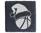 Schiefer Untersetzer Basketball Weihnachtsmütze - Geschenk Für Spieler – Bild 1