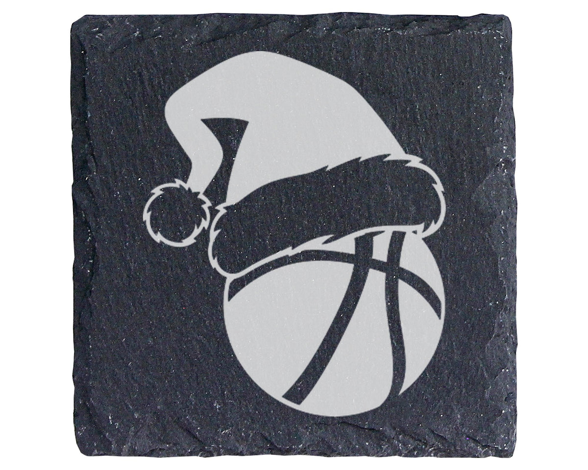 Schiefer Untersetzer Basketball Weihnachtsmütze - Geschenk Für Spieler – Bild 1