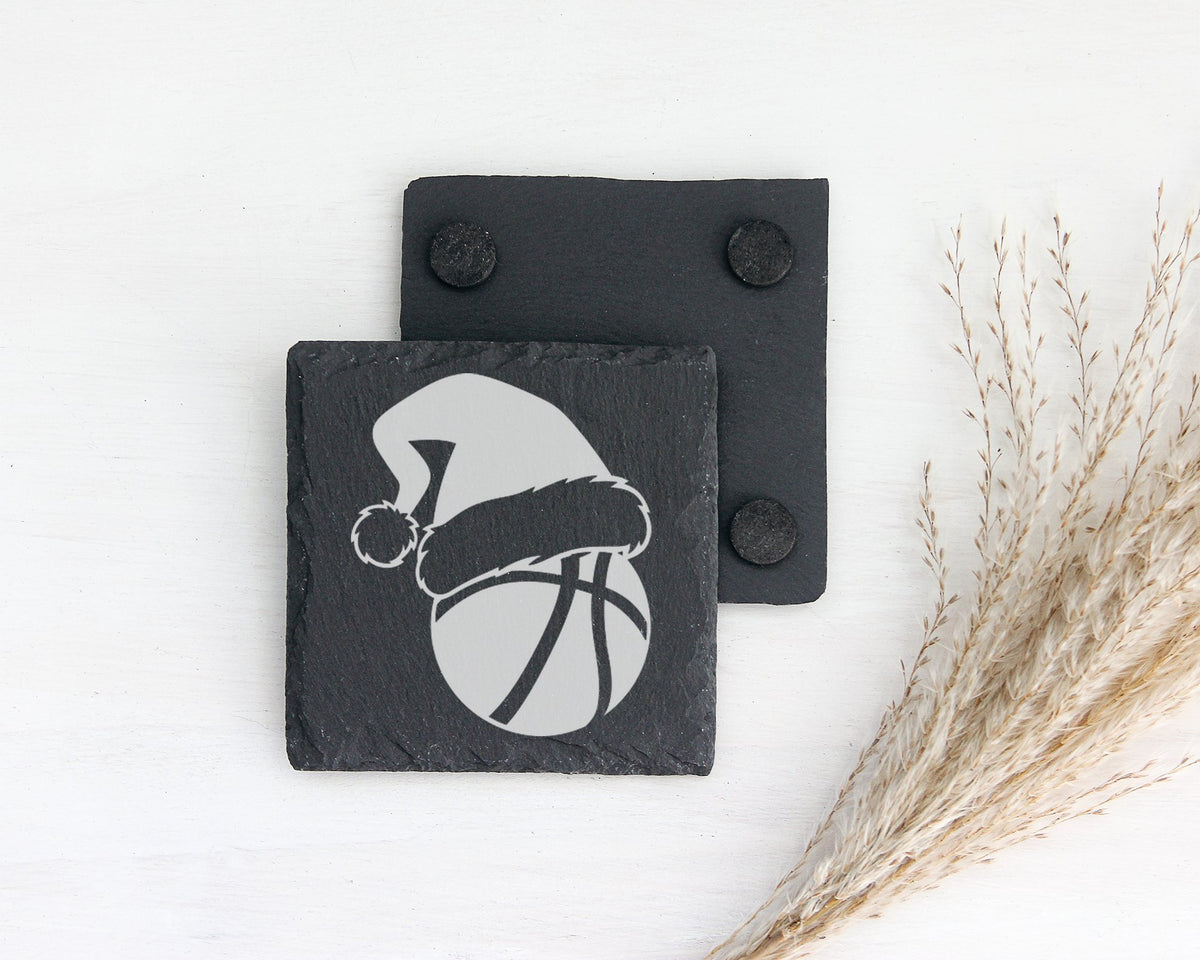 Schiefer Untersetzer Basketball Weihnachtsmütze - Geschenk Für Spieler – Bild 2
