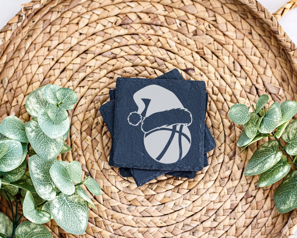 Schiefer Untersetzer Basketball Weihnachtsmütze - Geschenk Für Spieler – Bild 3