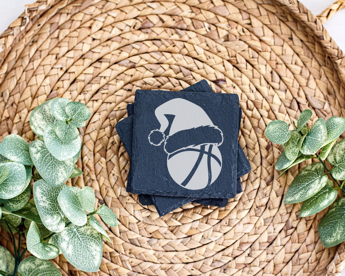 Schiefer Untersetzer Basketball Weihnachtsmütze - Geschenk Für Spieler – Bild 3