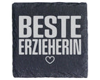 Schiefer Untersetzer Beste Erzieherin Herz - Geschenk für Tagesmutter  – Bild 1