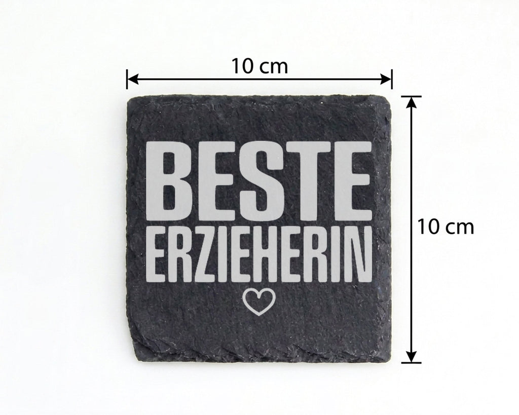 Schiefer Untersetzer Beste Erzieherin Herz - Geschenk für Tagesmutter  – Bild 4
