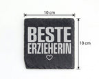 Schiefer Untersetzer Beste Erzieherin Herz - Geschenk für Tagesmutter  – Bild 4
