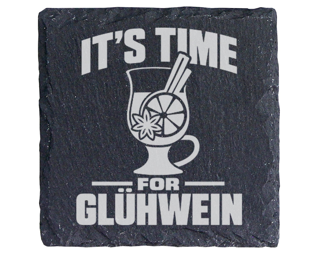 Schiefer Untersetzer Glühwein It's Time Spruch - Lustiges Geschenk für – Bild 1