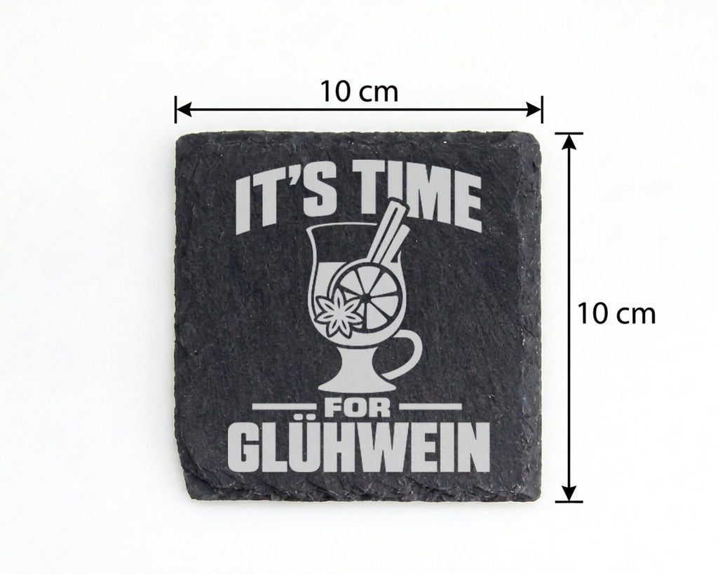 Schiefer Untersetzer Glühwein It's Time Spruch - Lustiges Geschenk für – Bild 4