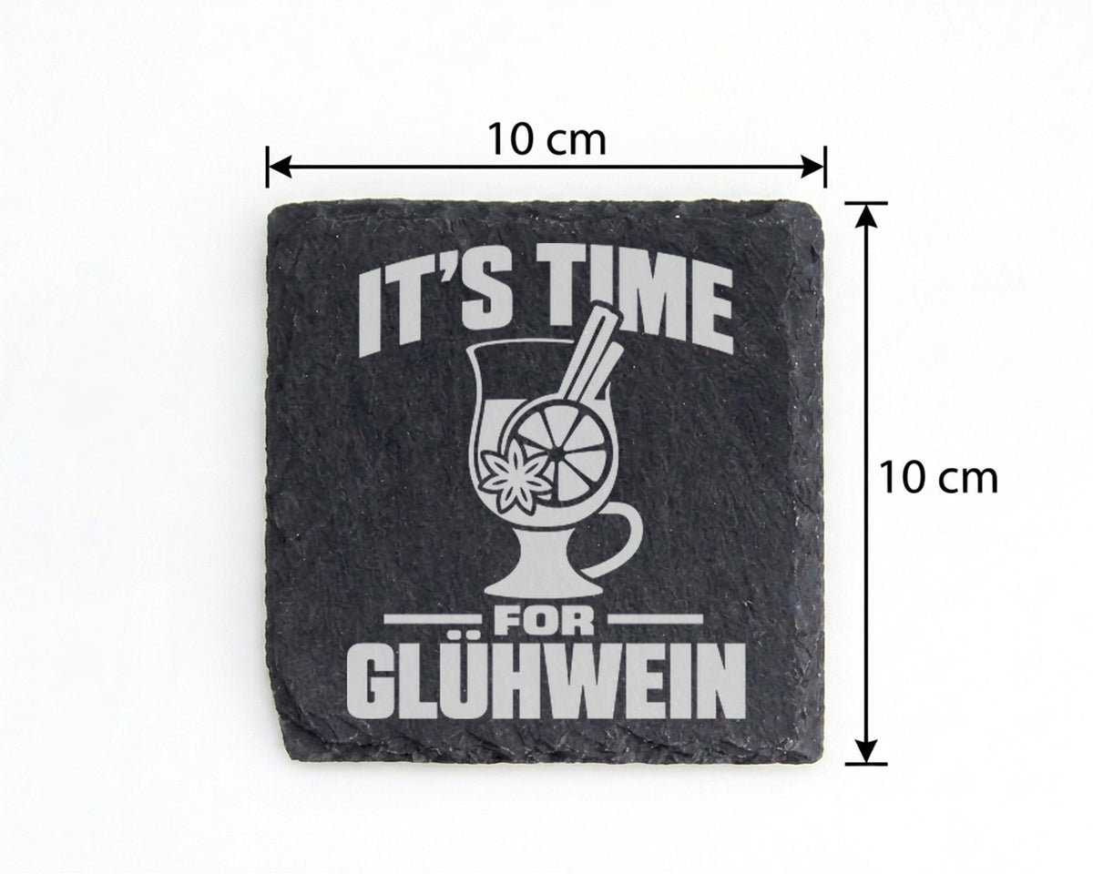 Schiefer Untersetzer Glühwein It's Time Spruch - Lustiges Geschenk für – Bild 4