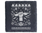Schiefer Untersetzer Faust Blitz Ugly Christmas Sweater - Geschenk für – Bild 1