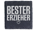 Schiefer Untersetzer Bester Erzieher Herz - Geschenk für Kindergarten  – Bild 1