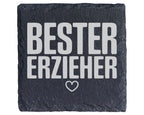 Schiefer Untersetzer Bester Erzieher Herz - Geschenk für Kindergarten  – Bild 1
