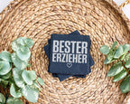 Schiefer Untersetzer Bester Erzieher Herz - Geschenk für Kindergarten  – Bild 3