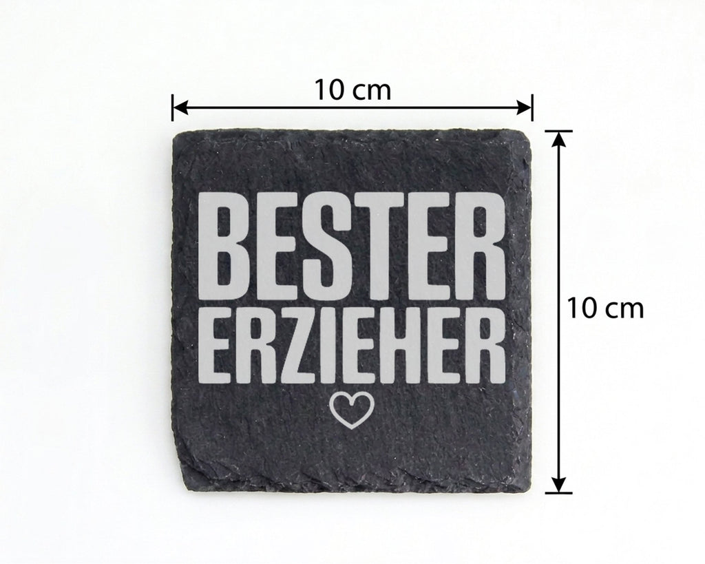 Schiefer Untersetzer Bester Erzieher Herz - Geschenk für Kindergarten  – Bild 4