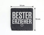 Schiefer Untersetzer Bester Erzieher Herz - Geschenk für Kindergarten  – Bild 4