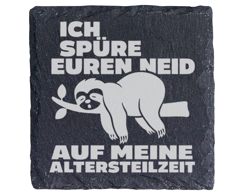 Schiefer Untersetzer Faultier Spruch Altersteilzeit Neid - Lustiges Ge – Bild 1