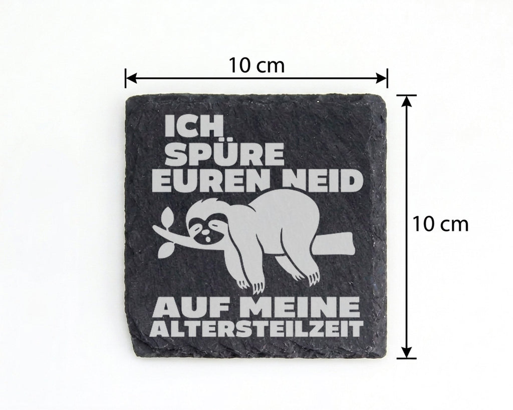 Schiefer Untersetzer Faultier Spruch Altersteilzeit Neid - Lustiges Ge – Bild 4