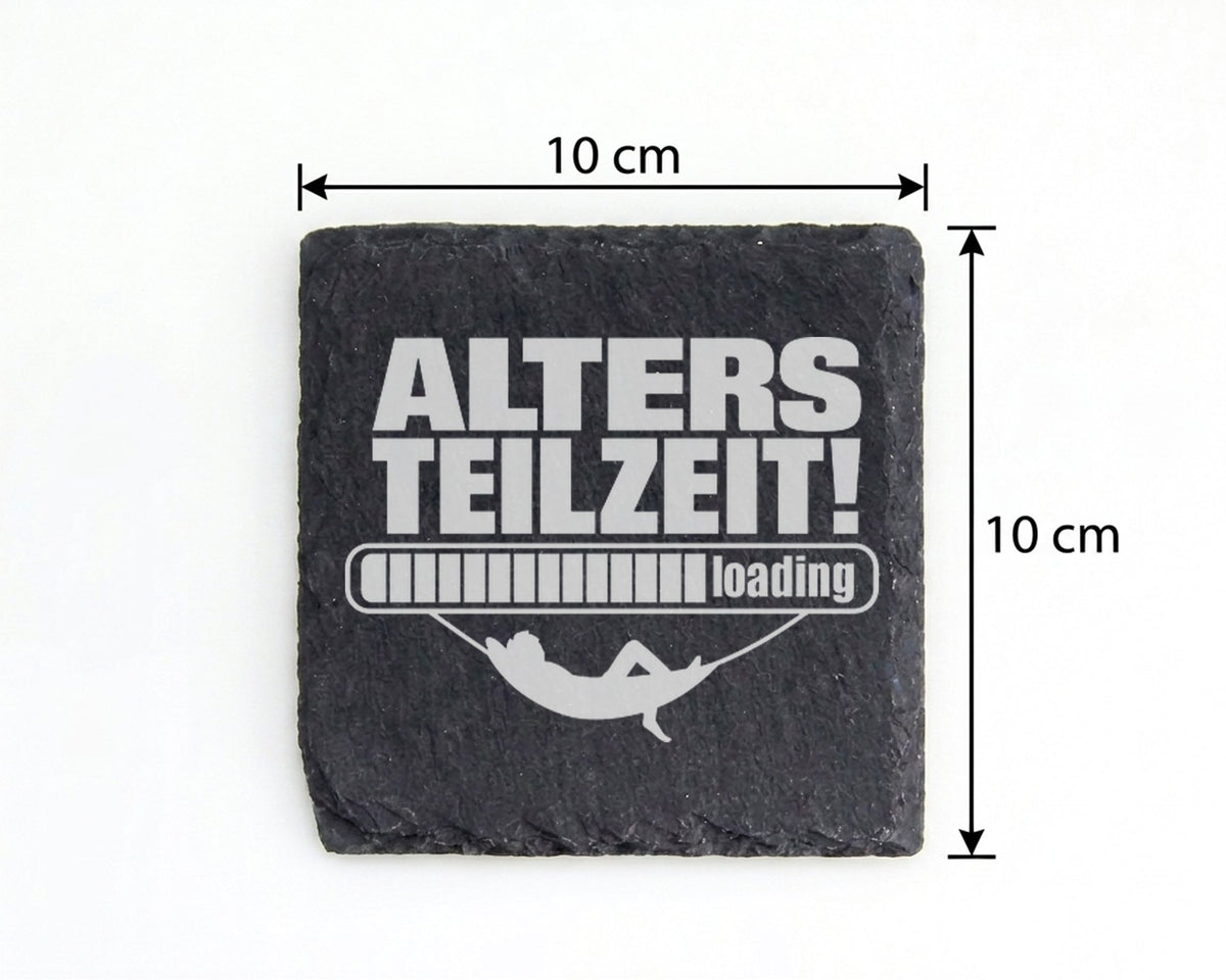 Schiefer Untersetzer Altersteilzeit Loading Spruch - Lustiges Geschenk – Bild 4