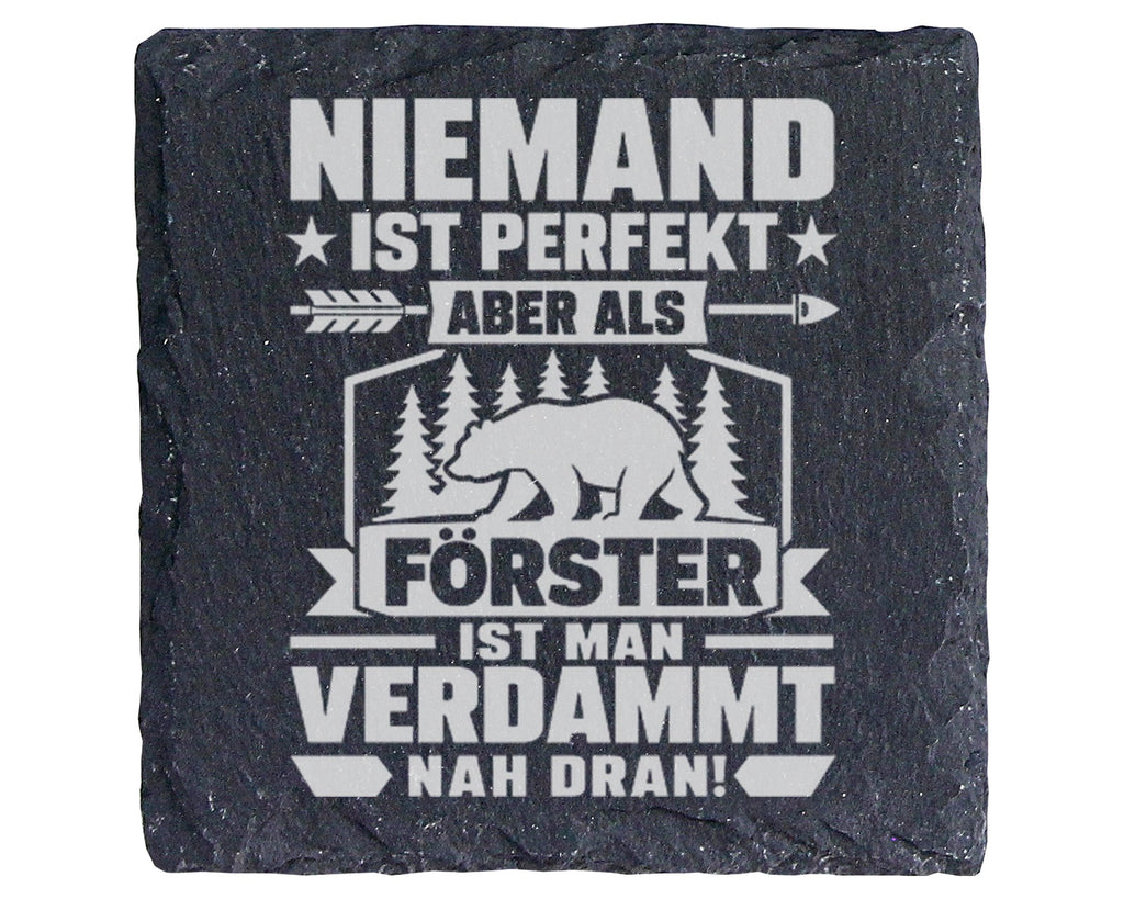 Schiefer Untersetzer Förster Niemand Nah Dran - Geschenk für Jäger Wal – Bild 1
