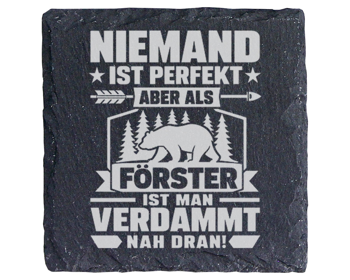 Schiefer Untersetzer Förster Niemand Nah Dran - Geschenk für Jäger Wal – Bild 1