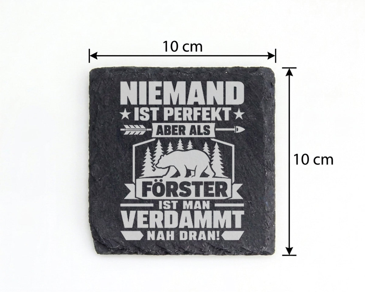 Schiefer Untersetzer Förster Niemand Nah Dran - Geschenk für Jäger Wal – Bild 4