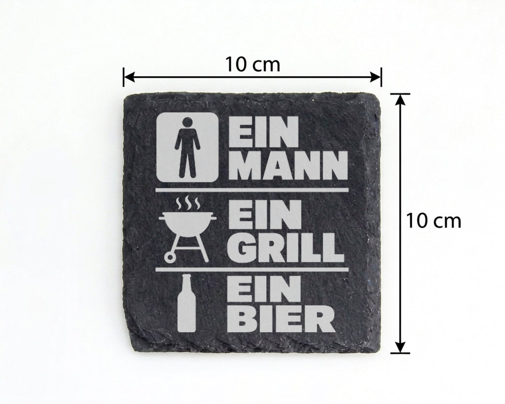 Schiefer Untersetzer Mann Grill Bier Spruch - Lustiges Geschenk für Mä – Bild 4