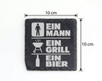 Schiefer Untersetzer Mann Grill Bier Spruch - Lustiges Geschenk für Mä – Bild 4