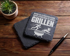 Schiefer Untersetzer Wenn Es Flüchten Kann Grillen - Lustiges Geschenk – Bild 5