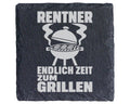 Schiefer Untersetzer Rentner Endlich Zeit Zum Grillen - Geschenk für M – Bild 1