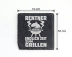 Schiefer Untersetzer Rentner Endlich Zeit Zum Grillen - Geschenk für M – Bild 4