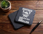 Schiefer Untersetzer Rentner Endlich Zeit Zum Grillen - Geschenk für M – Bild 5
