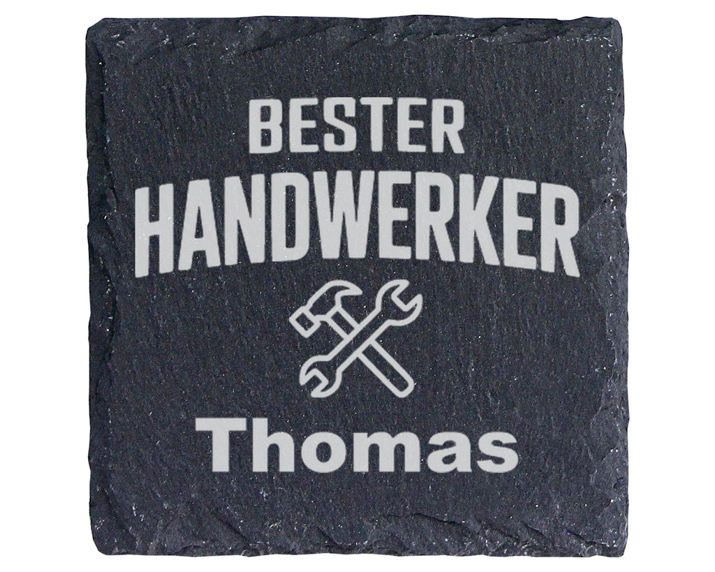 Schiefer Untersetzer Bester Handwerker Personalisiert mit Wunschname - – Bild 1