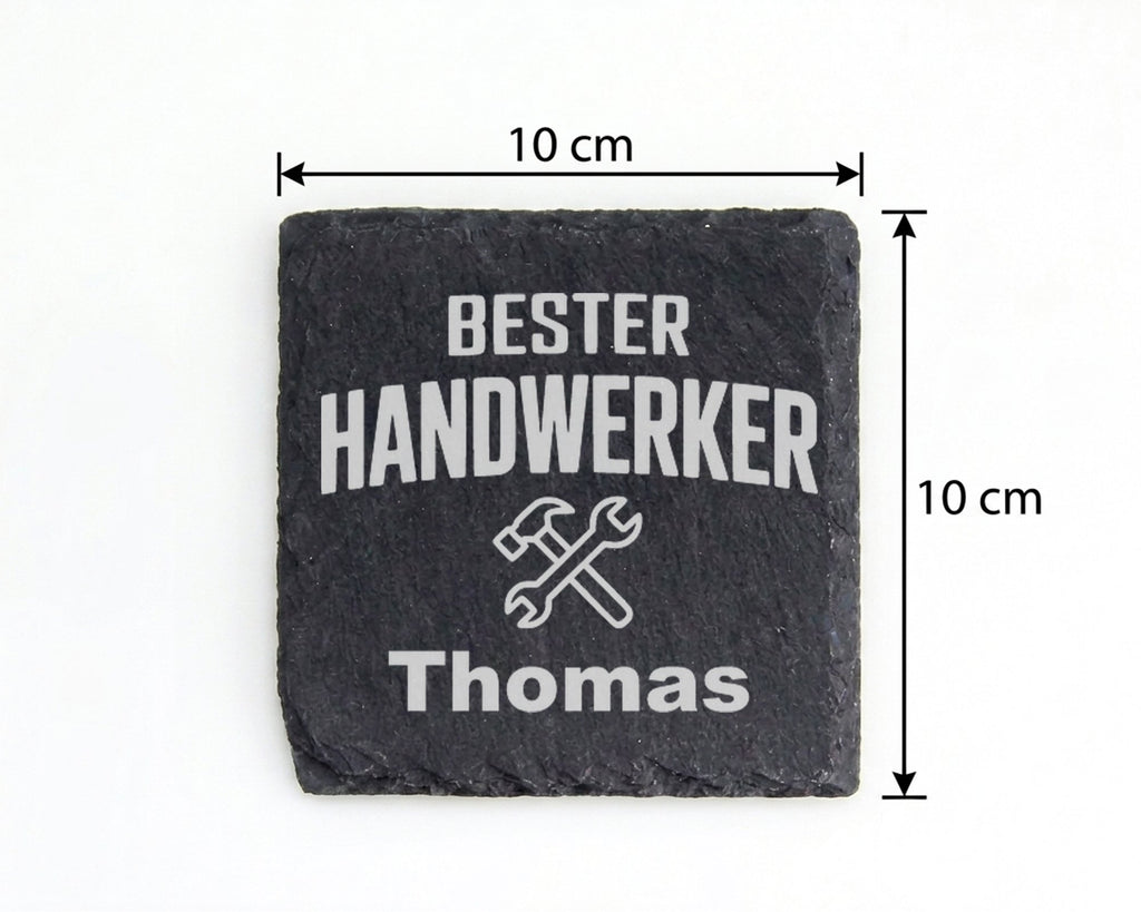 Schiefer Untersetzer Bester Handwerker Personalisiert mit Wunschname - – Bild 4