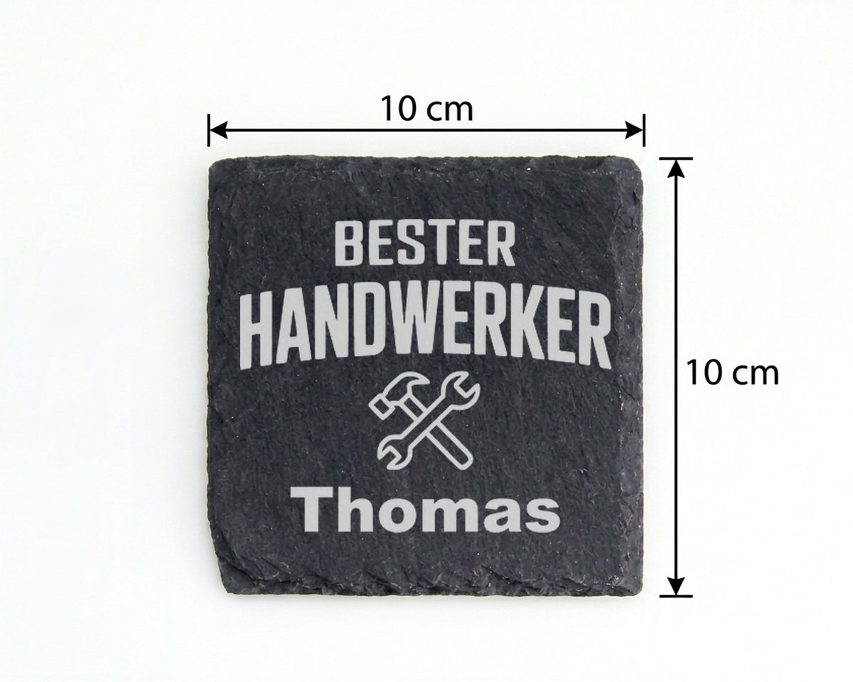 Schiefer Untersetzer Bester Handwerker Personalisiert mit Wunschname - – Bild 4