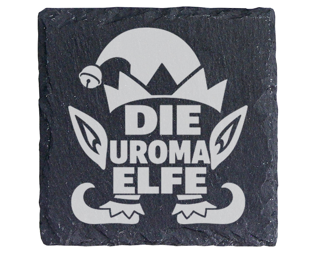 Untersetzer Schiefer Die Uroma Elfe - Lustiges Geschenk für Familie We – Bild 1